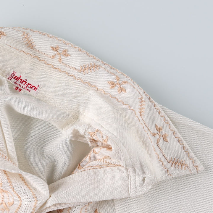 90'S Aho Poi Mexican Shirt, Cuban Shirt, Boxy Shirt, Women's Size S (Equivalent), Vintage unclear white type Vintage Second Hand