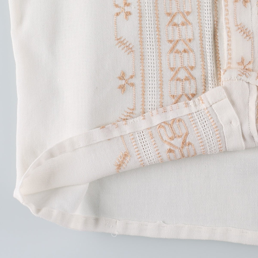 90'S Aho Poi Mexican Shirt, Cuban Shirt, Boxy Shirt, Women's Size S (Equivalent), Vintage unclear white type Vintage Second Hand