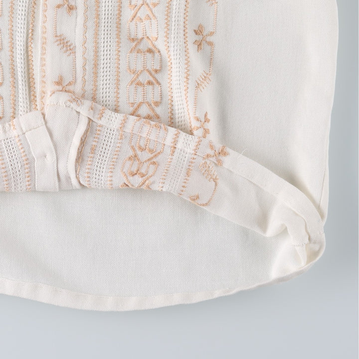 90'S Aho Poi Mexican Shirt, Cuban Shirt, Boxy Shirt, Women's Size S (Equivalent), Vintage unclear white type Vintage Second Hand