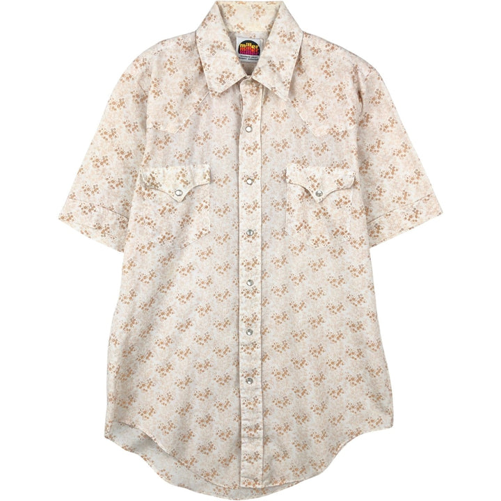 1970'S MILLER Floral Print Short-Sleeved Western Shirt, Women's Size M (Equivalent), Vintage unclear white type Vintage Second Hand