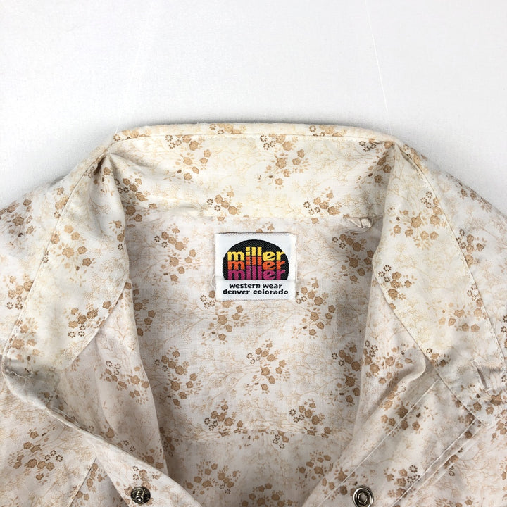 1970'S MILLER Floral Print Short-Sleeved Western Shirt, Women's Size M (Equivalent), Vintage unclear white type Vintage Second Hand