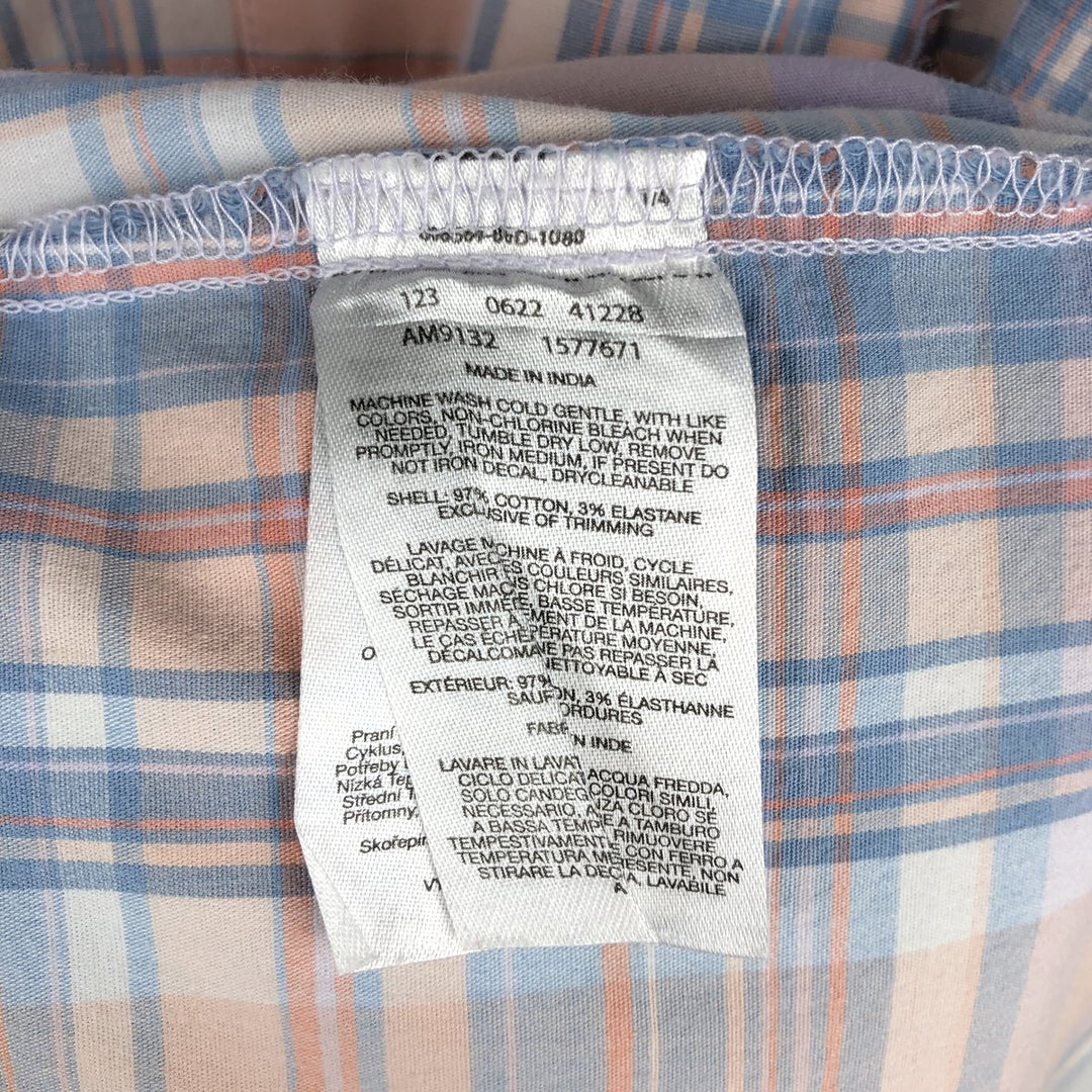 Columbia Regular Fit Check Pattern Short-Sleeve Button-Down Shirt (Men's Size L equivalent) cotton Blue type light blue Vintage Second Hand