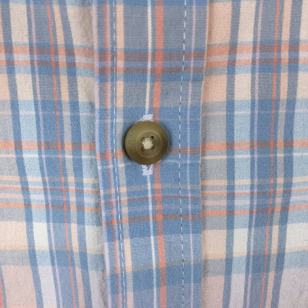 Columbia Regular Fit Check Pattern Short-Sleeve Button-Down Shirt (Men's Size L equivalent) cotton Blue type light blue Vintage Second Hand