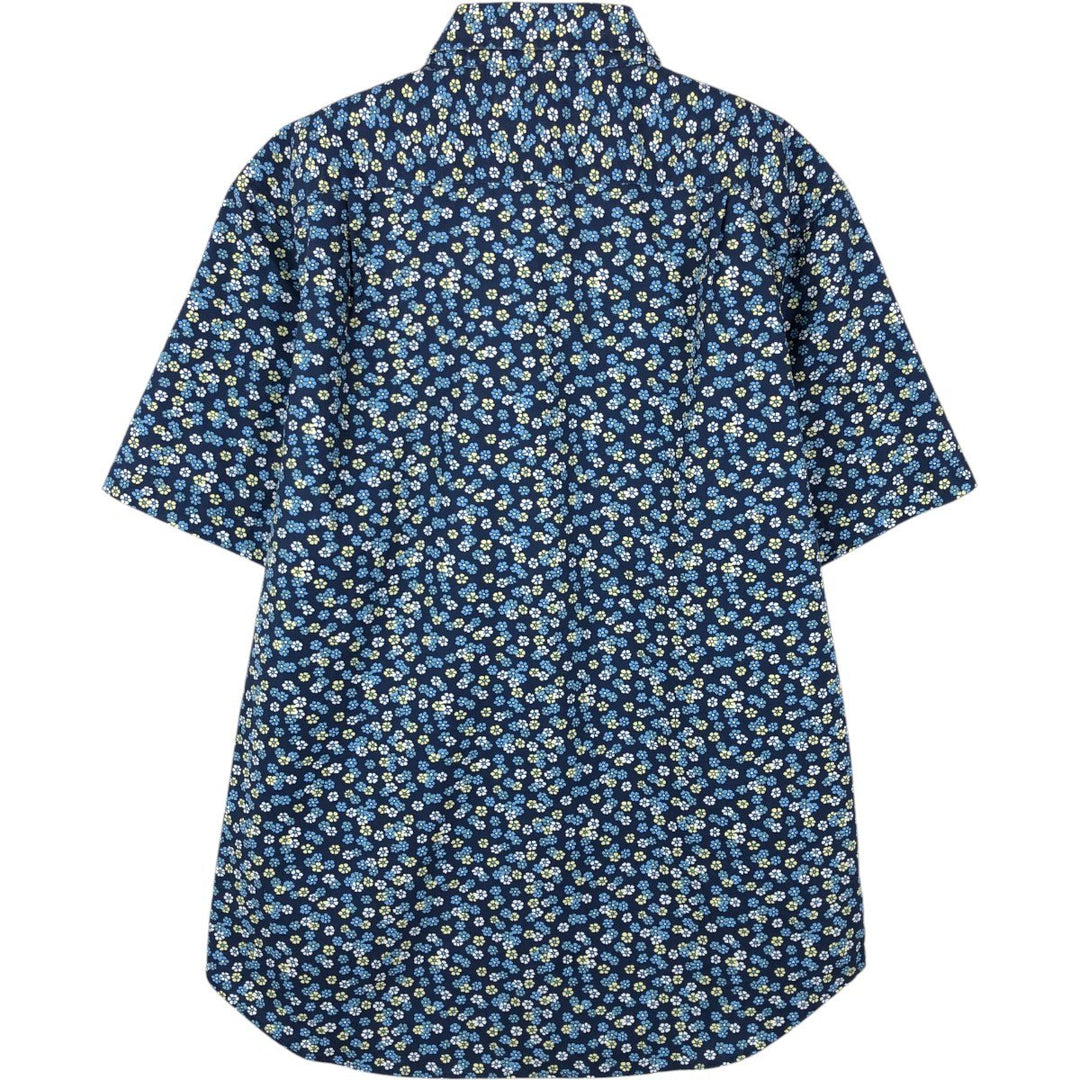 Nautica floral print short-sleeved button-down shirt (2000s) - Men's size M (approx.) cotton Navy blue Vintage Second Hand