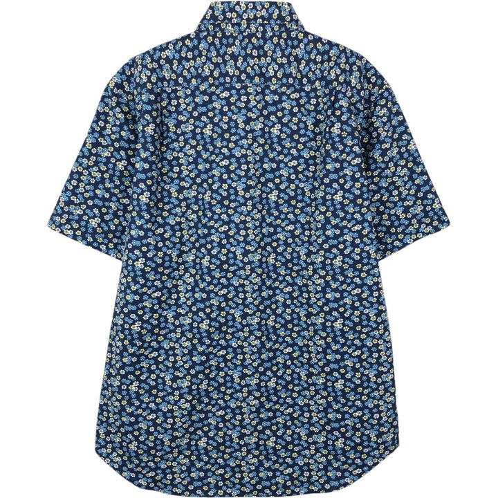 Nautica floral print short-sleeved button-down shirt (2000s) - Men's size M (approx.) cotton Navy blue Vintage Second Hand