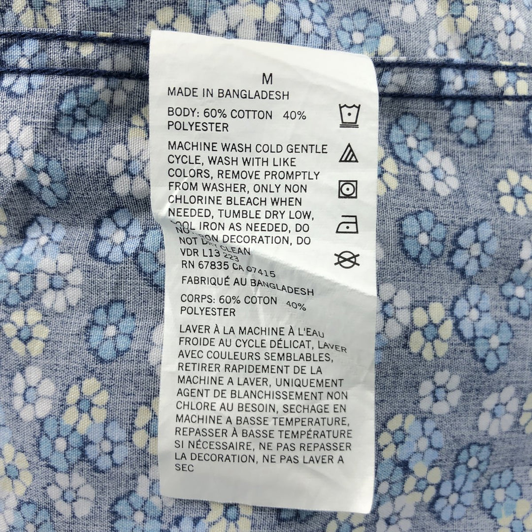 Nautica floral print short-sleeved button-down shirt (2000s) - Men's size M (approx.) cotton Navy blue Vintage Second Hand