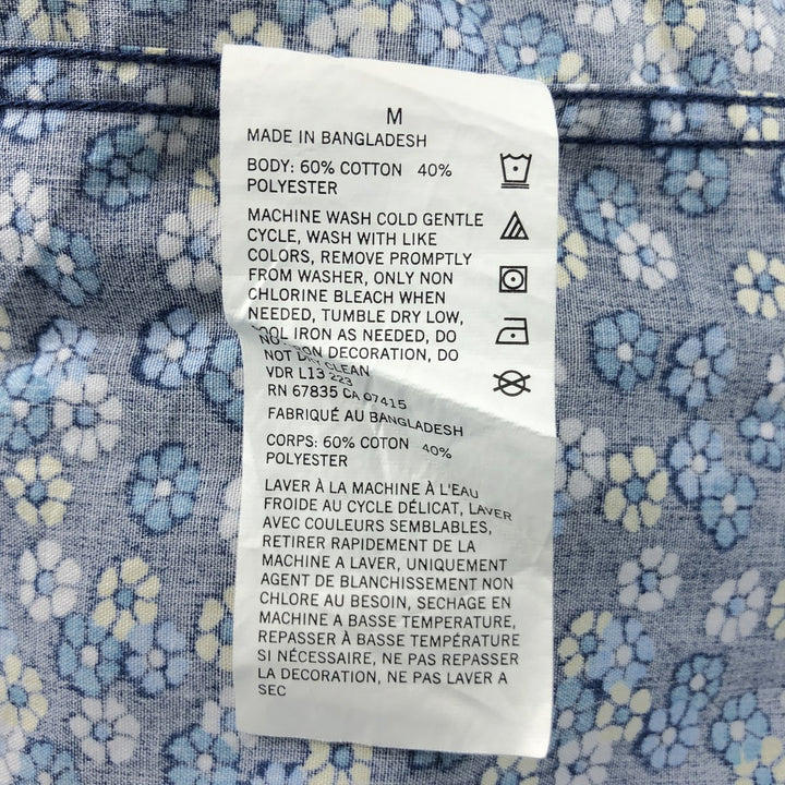 Nautica floral print short-sleeved button-down shirt (2000s) - Men's size M (approx.) cotton Navy blue Vintage Second Hand