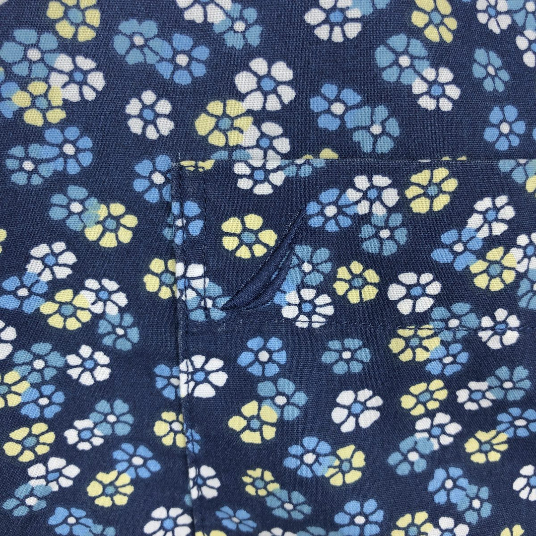 Nautica floral print short-sleeved button-down shirt (2000s) - Men's size M (approx.) cotton Navy blue Vintage Second Hand