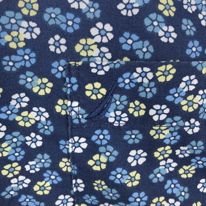 Nautica floral print short-sleeved button-down shirt (2000s) - Men's size M (approx.) cotton Navy blue Vintage Second Hand