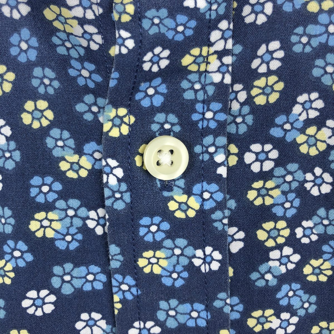 Nautica floral print short-sleeved button-down shirt (2000s) - Men's size M (approx.) cotton Navy blue Vintage Second Hand