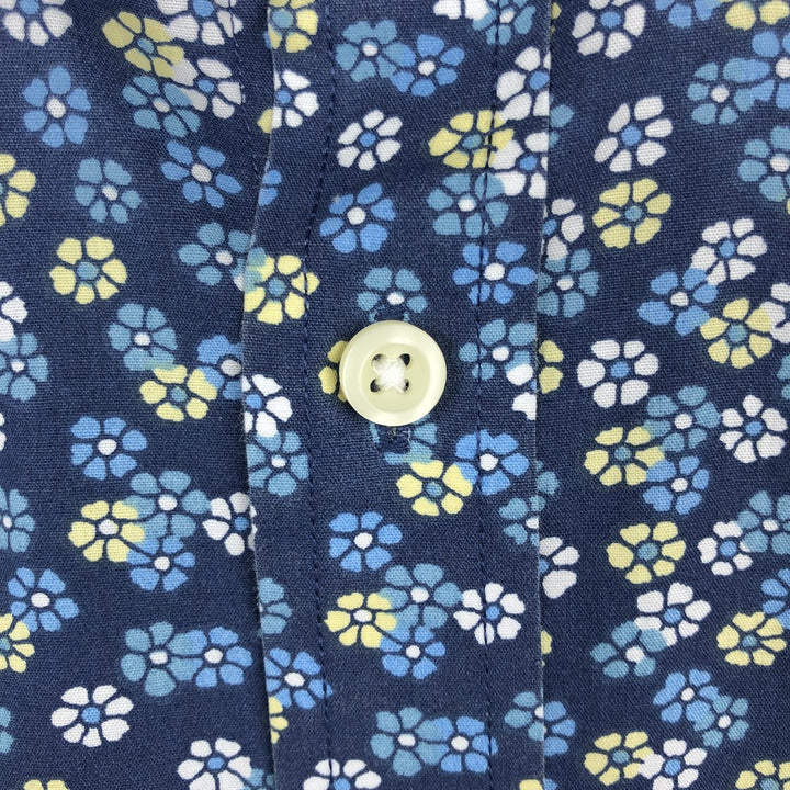 Nautica floral print short-sleeved button-down shirt (2000s) - Men's size M (approx.) cotton Navy blue Vintage Second Hand