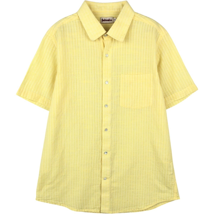 Fabindia Short-Sleeve Cotton Striped Shirt, Women's Size M (approx.) cotton yellow type Vintage Second Hand