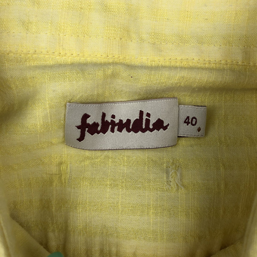Fabindia Short-Sleeve Cotton Striped Shirt, Women's Size M (approx.) cotton yellow type Vintage Second Hand