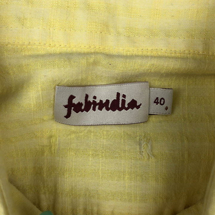 Fabindia Short-Sleeve Cotton Striped Shirt, Women's Size M (approx.) cotton yellow type Vintage Second Hand