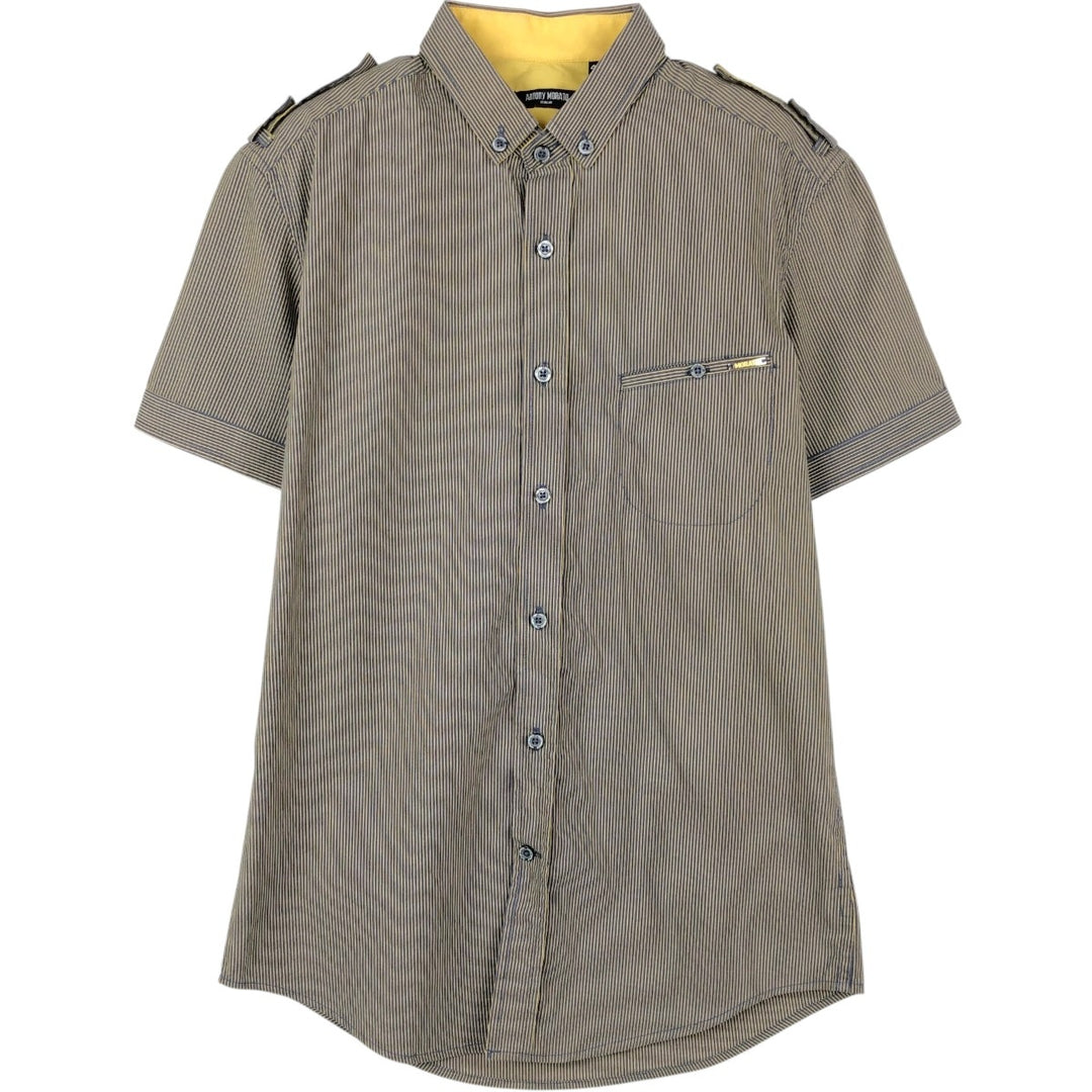 ANTONY MORATO Stripe Pattern Short-Sleeve Button-Down Shirt, Women's Size S (approx.) cotton navy blue type Vintage Second Hand