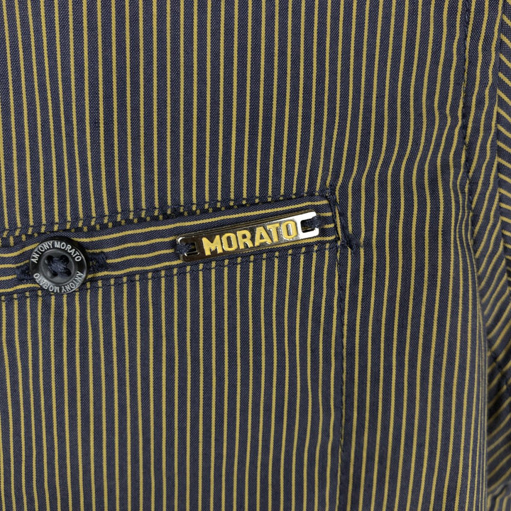 ANTONY MORATO Stripe Pattern Short-Sleeve Button-Down Shirt, Women's Size S (approx.) cotton navy blue type Vintage Second Hand