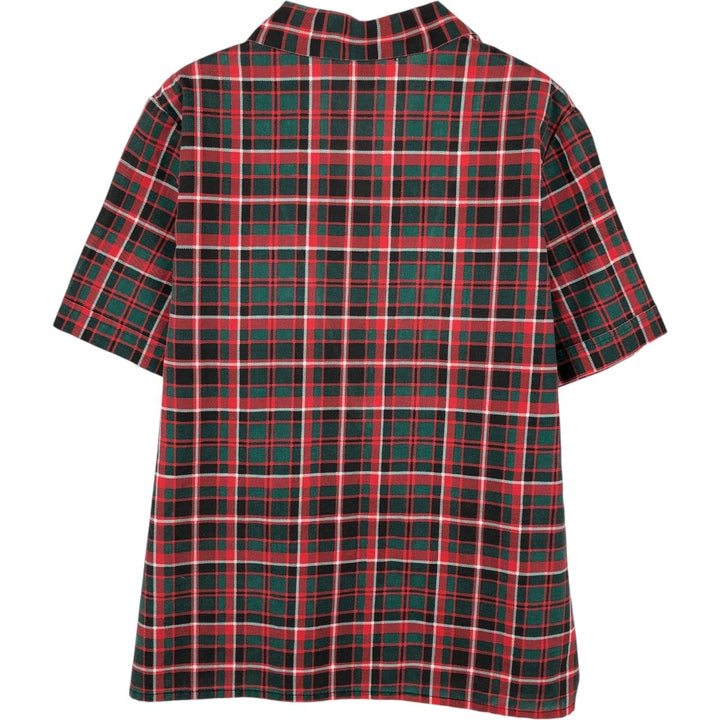 BLAIR Tartan Check Short-Sleeve Open Collar Shirt, Boxy Shirt, Women's Size M (approx.) unclear black type Vintage Second Hand