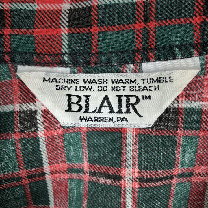 BLAIR Tartan Check Short-Sleeve Open Collar Shirt, Boxy Shirt, Women's Size M (approx.) unclear black type Vintage Second Hand