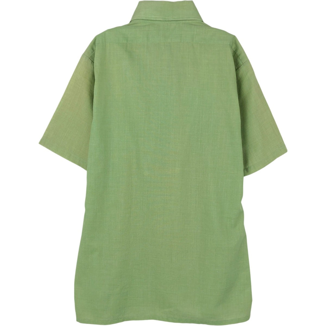 1970s-era KAYNEE short-sleeved poly-cotton shirt, women's size S equivalent, vintage. polyester green type yellow green Vintage Second Hand