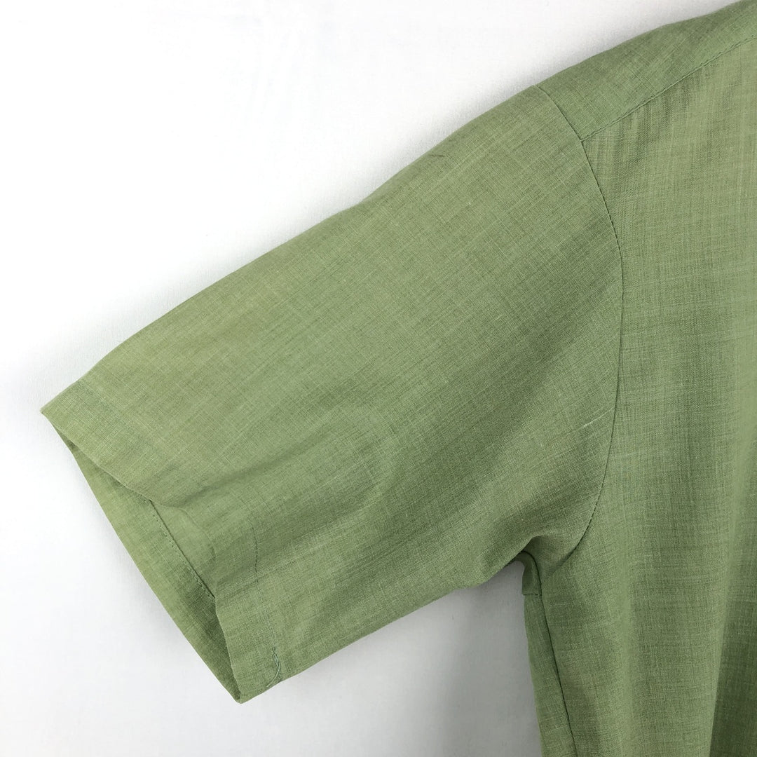 1970s-era KAYNEE short-sleeved poly-cotton shirt, women's size S equivalent, vintage. polyester green type yellow green Vintage Second Hand