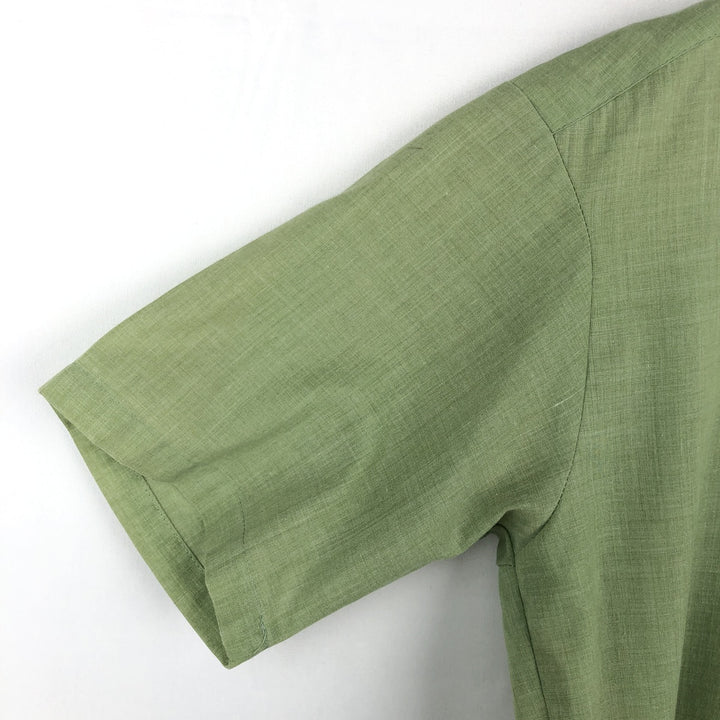 1970s-era KAYNEE short-sleeved poly-cotton shirt, women's size S equivalent, vintage. polyester green type yellow green Vintage Second Hand