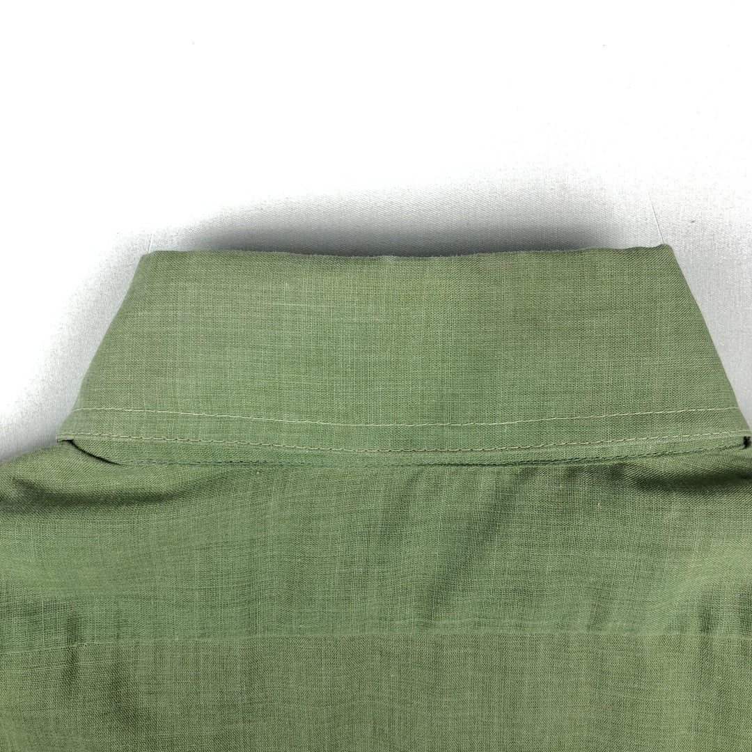 1970s-era KAYNEE short-sleeved poly-cotton shirt, women's size S equivalent, vintage. polyester green type yellow green Vintage Second Hand