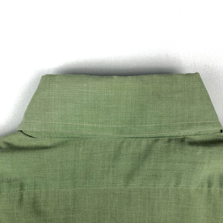1970s-era KAYNEE short-sleeved poly-cotton shirt, women's size S equivalent, vintage. polyester green type yellow green Vintage Second Hand