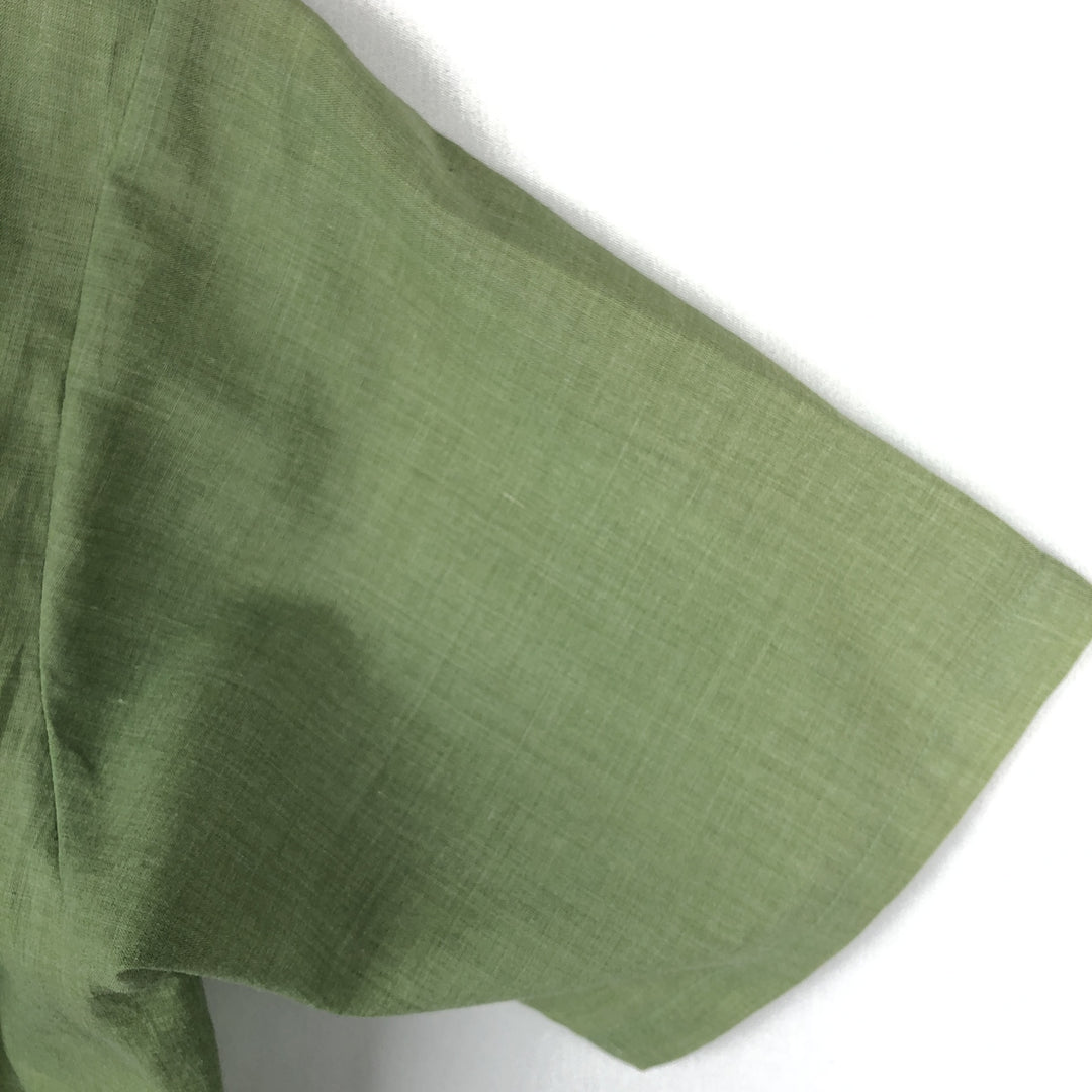 1970s-era KAYNEE short-sleeved poly-cotton shirt, women's size S equivalent, vintage. polyester green type yellow green Vintage Second Hand
