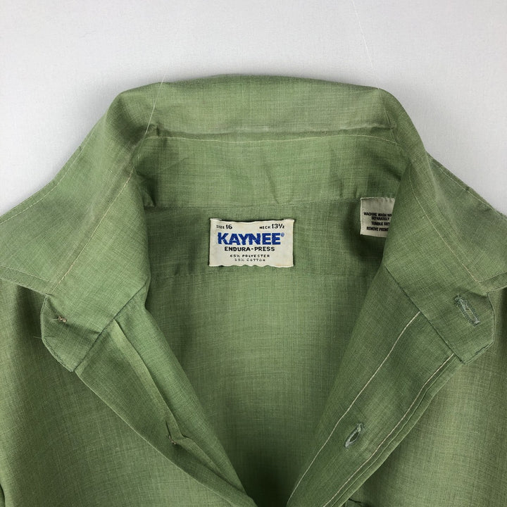 1970s-era KAYNEE short-sleeved poly-cotton shirt, women's size S equivalent, vintage. polyester green type yellow green Vintage Second Hand