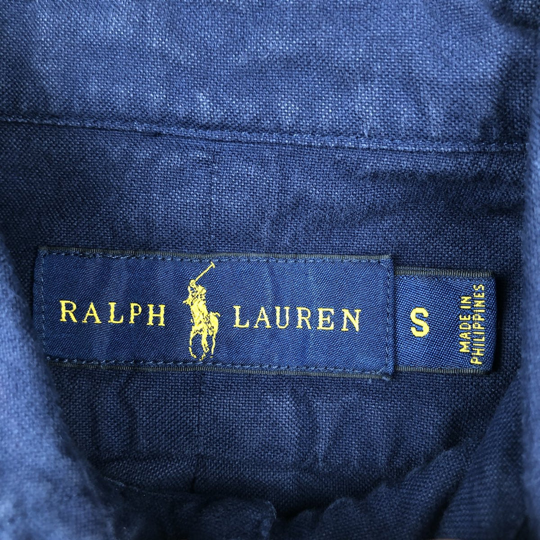 Ralph Lauren long-sleeved button-down shirt, men's size S cotton navy blue type Vintage Second Hand