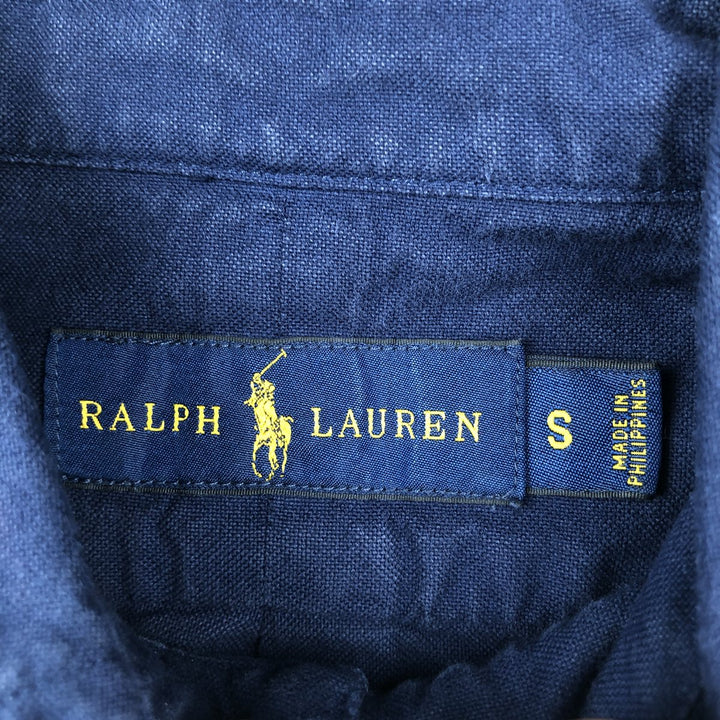 Ralph Lauren long-sleeved button-down shirt, men's size S cotton navy blue type Vintage Second Hand