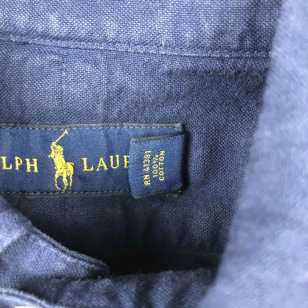 Ralph Lauren long-sleeved button-down shirt, men's size S cotton navy blue type Vintage Second Hand
