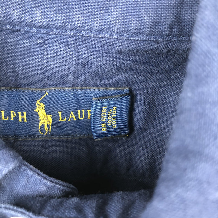 Ralph Lauren long-sleeved button-down shirt, men's size S cotton navy blue type Vintage Second Hand