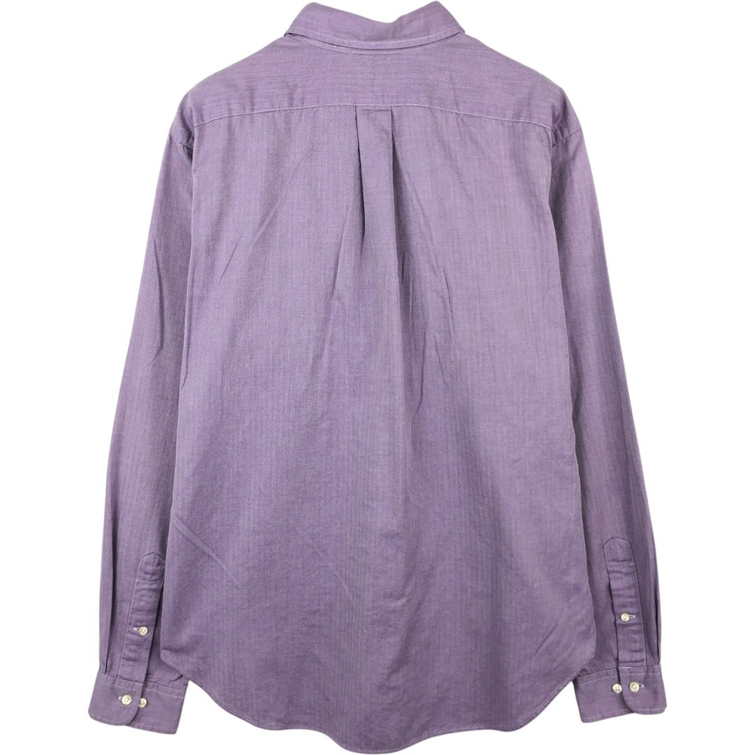 Ralph Lauren CLASSIC FIT herringbone long-sleeve button-down shirt, men's size L (approx.) cotton purple type Vintage Second Hand