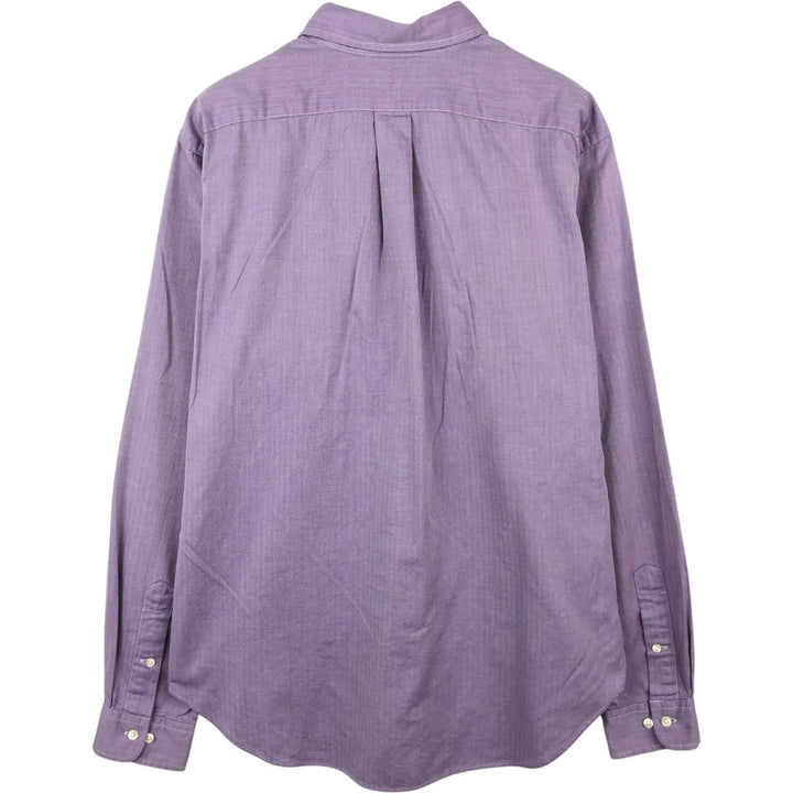 Ralph Lauren CLASSIC FIT herringbone long-sleeve button-down shirt, men's size L (approx.) cotton purple type Vintage Second Hand