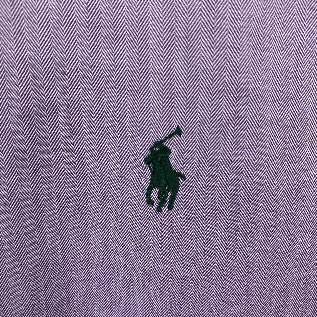 Ralph Lauren CLASSIC FIT herringbone long-sleeve button-down shirt, men's size L (approx.) cotton purple type Vintage Second Hand