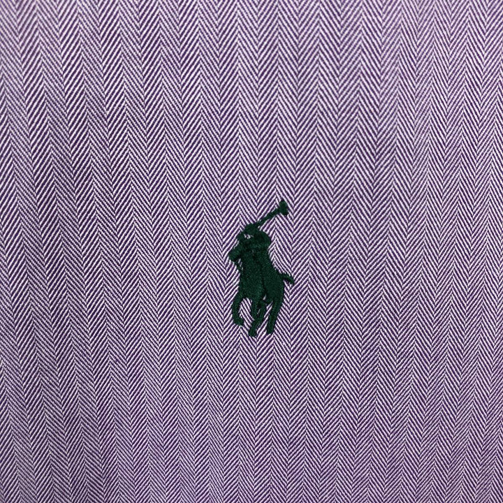 Ralph Lauren CLASSIC FIT herringbone long-sleeve button-down shirt, men's size L (approx.) cotton purple type Vintage Second Hand