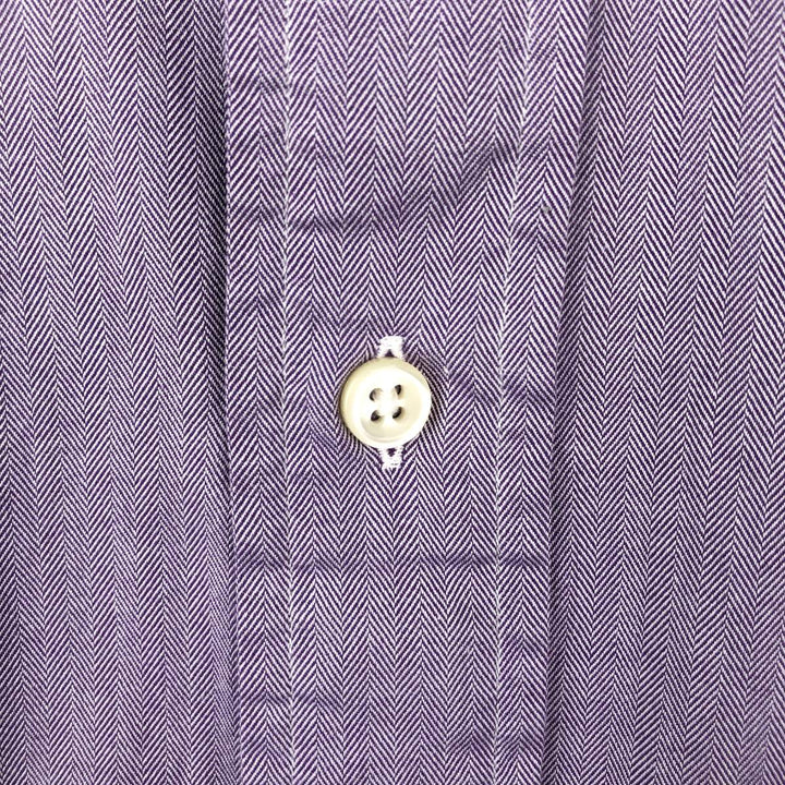 Ralph Lauren CLASSIC FIT herringbone long-sleeve button-down shirt, men's size L (approx.) cotton purple type Vintage Second Hand