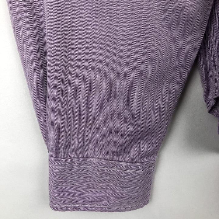 Ralph Lauren CLASSIC FIT herringbone long-sleeve button-down shirt, men's size L (approx.) cotton purple type Vintage Second Hand