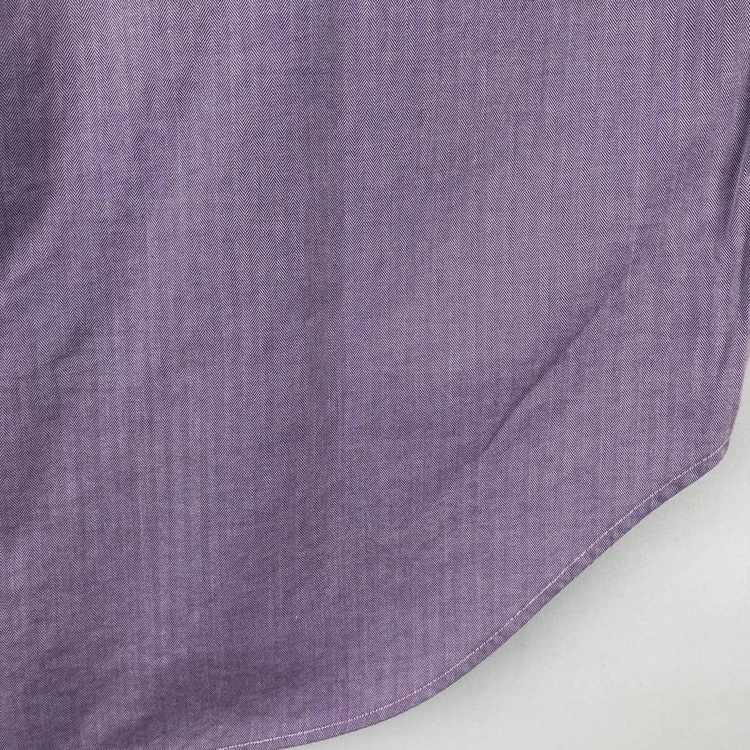 Ralph Lauren CLASSIC FIT herringbone long-sleeve button-down shirt, men's size L (approx.) cotton purple type Vintage Second Hand
