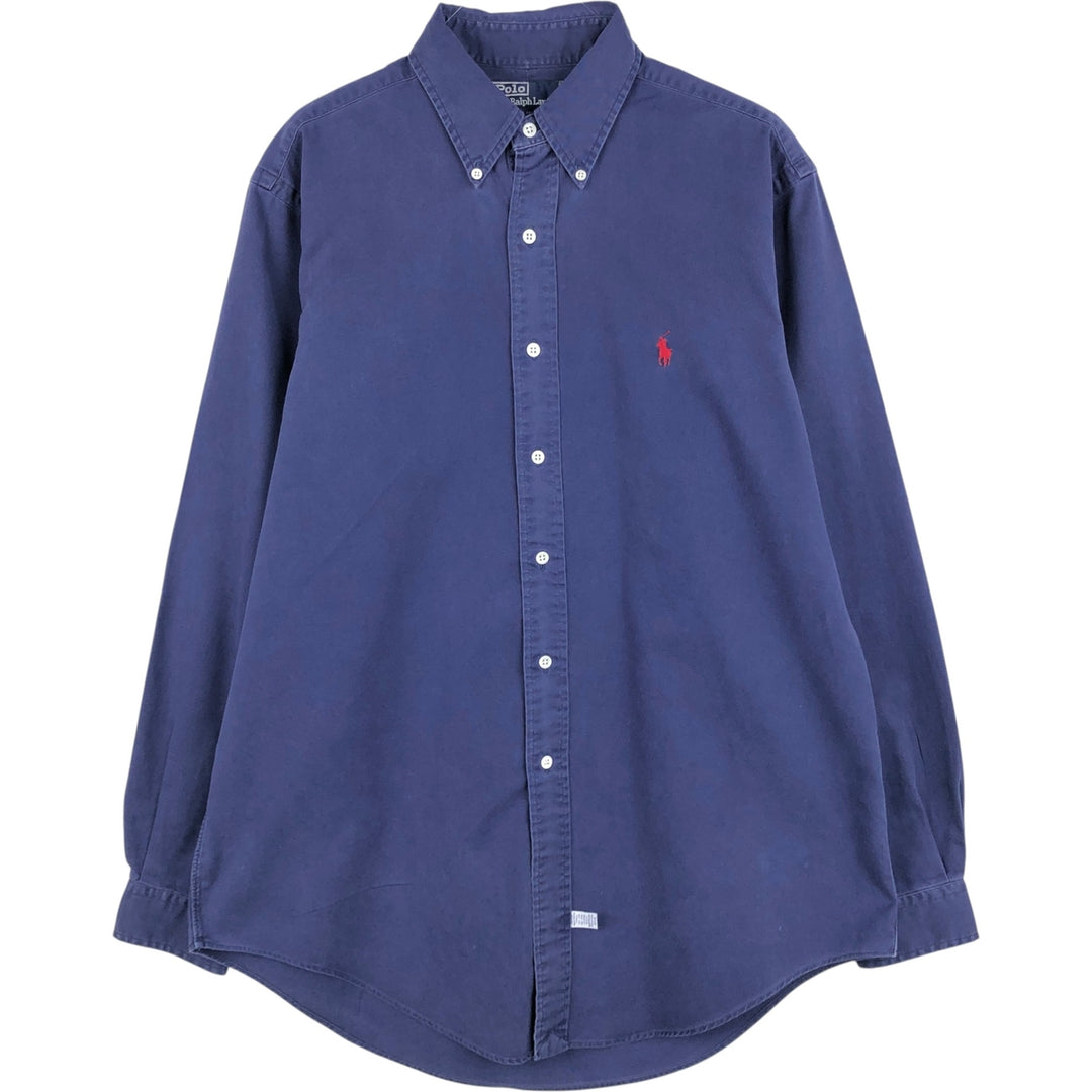 Ralph Lauren POLO by Ralph Lauren long sleeve button down shirt, men's size L cotton navy blue type Vintage Second Hand