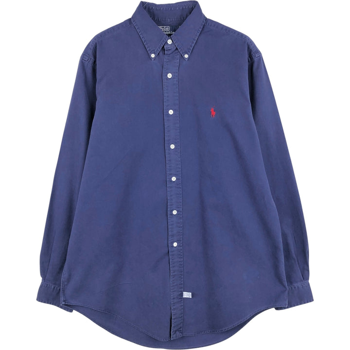 Ralph Lauren POLO by Ralph Lauren long sleeve button down shirt, men's size L cotton navy blue type Vintage Second Hand
