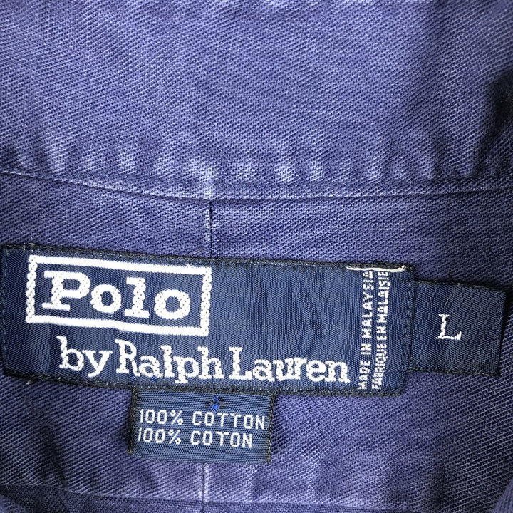 Ralph Lauren POLO by Ralph Lauren long sleeve button down shirt, men's size L cotton navy blue type Vintage Second Hand