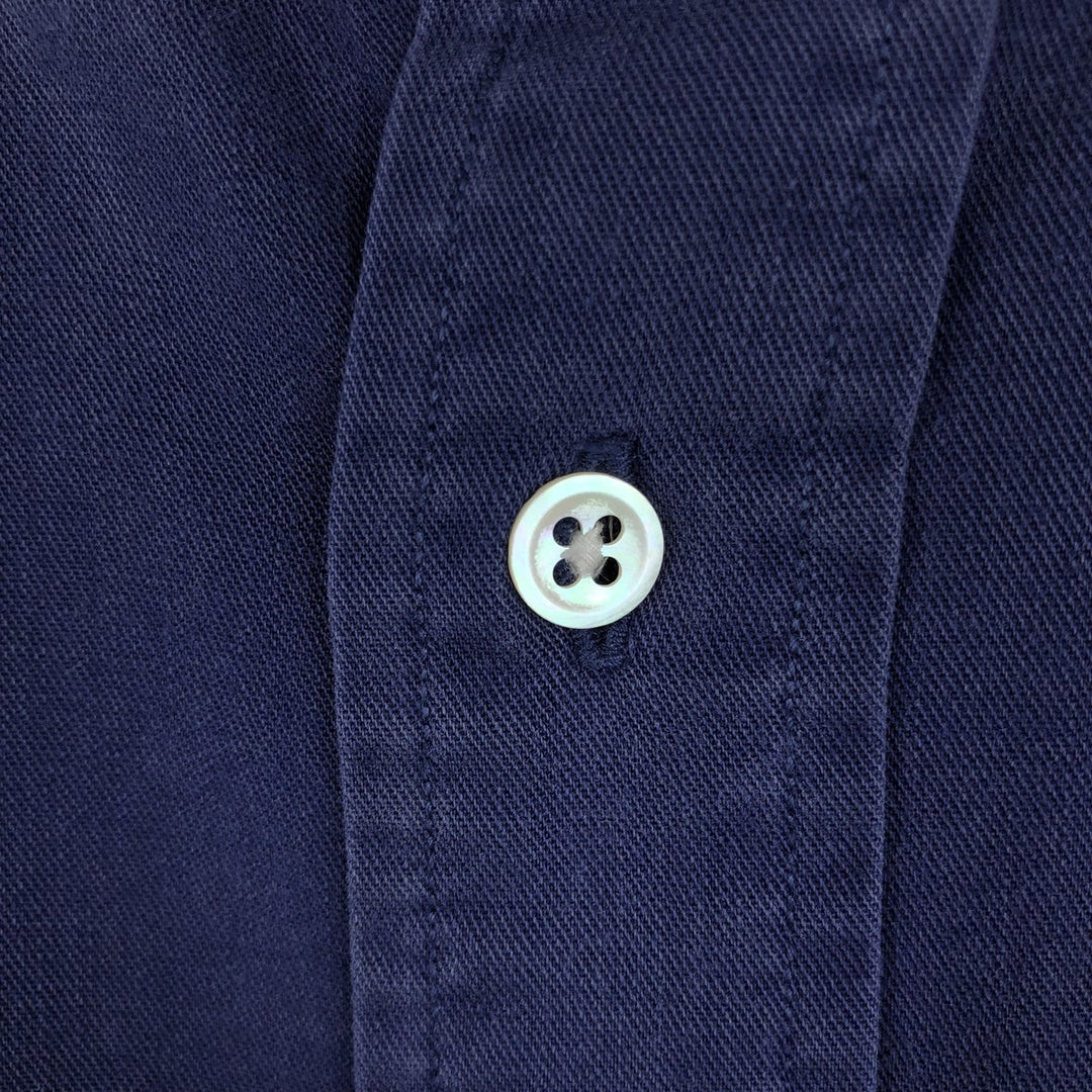 Ralph Lauren POLO by Ralph Lauren long sleeve button down shirt, men's size L cotton navy blue type Vintage Second Hand