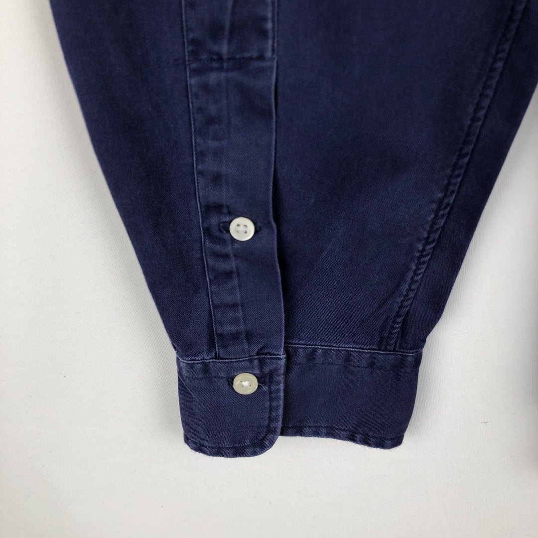 Ralph Lauren POLO by Ralph Lauren long sleeve button down shirt, men's size L cotton navy blue type Vintage Second Hand