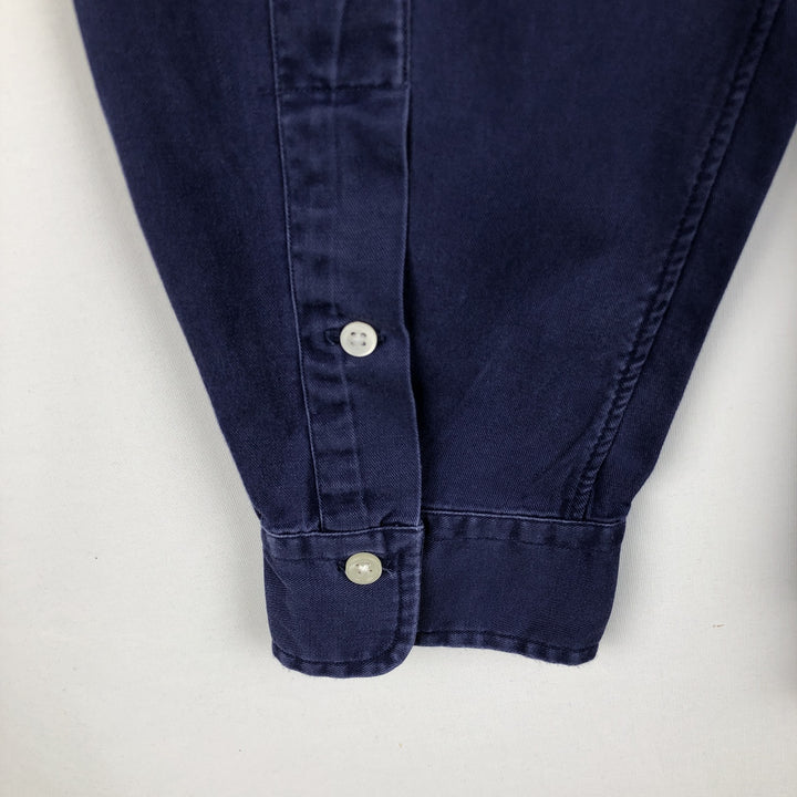 Ralph Lauren POLO by Ralph Lauren long sleeve button down shirt, men's size L cotton navy blue type Vintage Second Hand