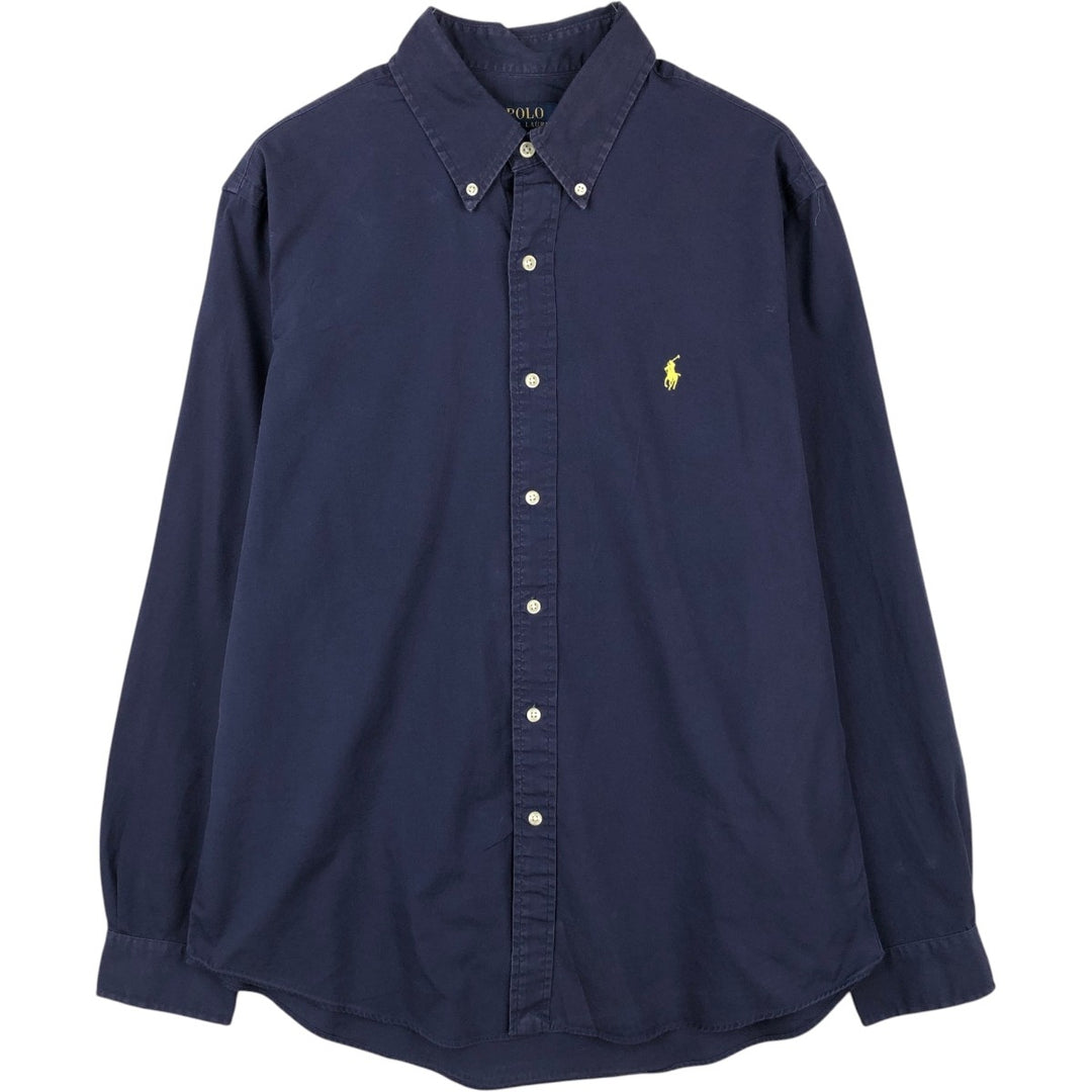 Ralph Lauren POLO RALPH LAUREN Long Sleeve Button Down Shirt Men's Size L cotton navy blue type Vintage Second Hand