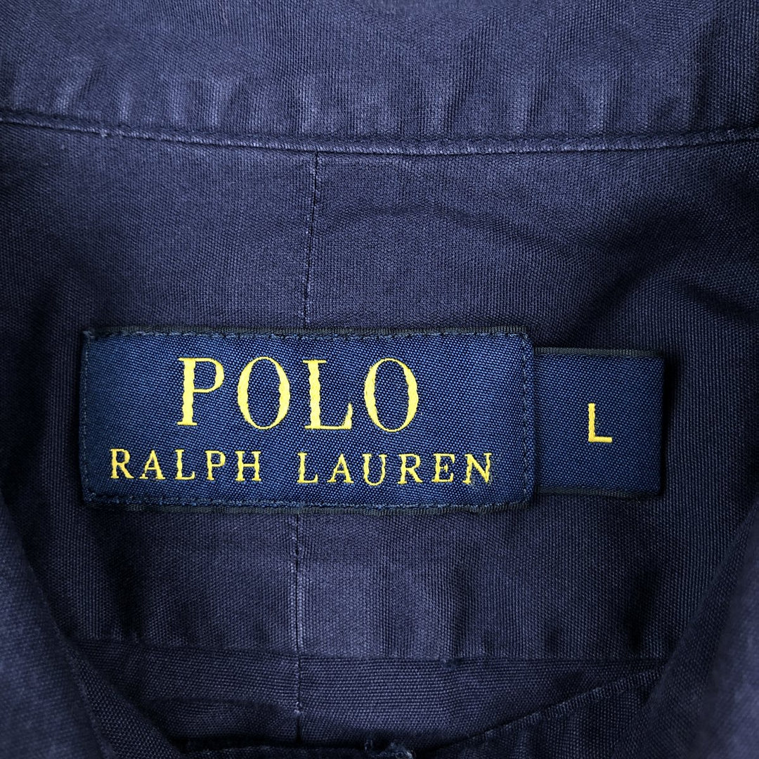 Ralph Lauren POLO RALPH LAUREN Long Sleeve Button Down Shirt Men's Size L cotton navy blue type Vintage Second Hand