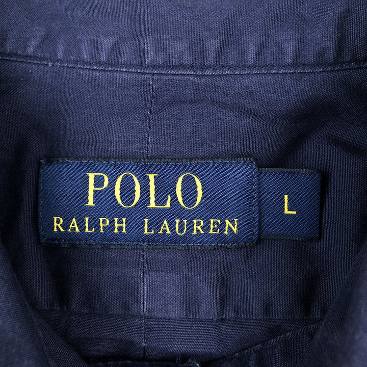 Ralph Lauren POLO RALPH LAUREN Long Sleeve Button Down Shirt Men's Size L cotton navy blue type Vintage Second Hand