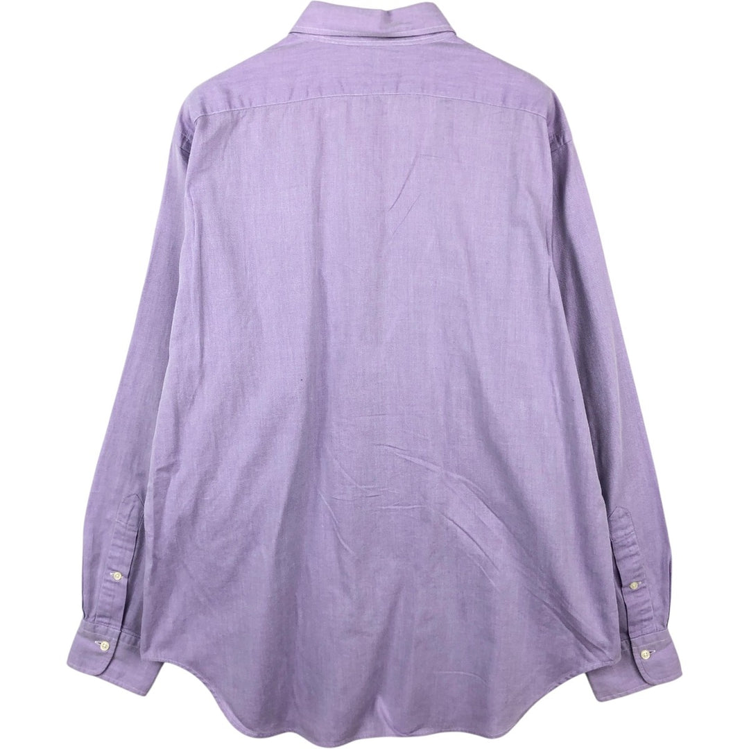 Ralph Lauren ANDREW herringbone long-sleeved cotton shirt, men's size L (approx.) cotton purple type Vintage Second Hand